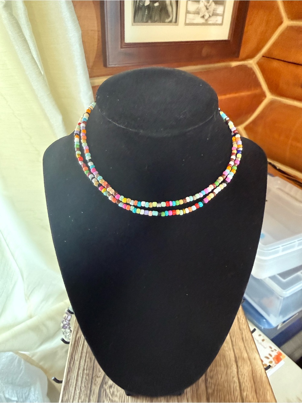 Multicolor Seed Bead Double Strand Necklace - Unbranded